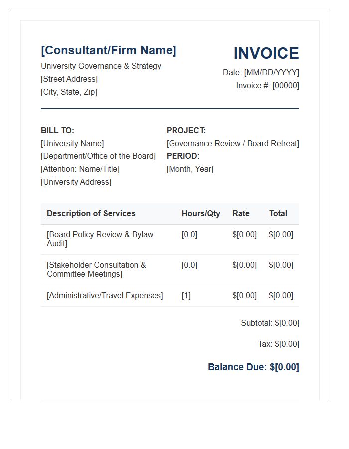 University Governance Consulting Invoice Template