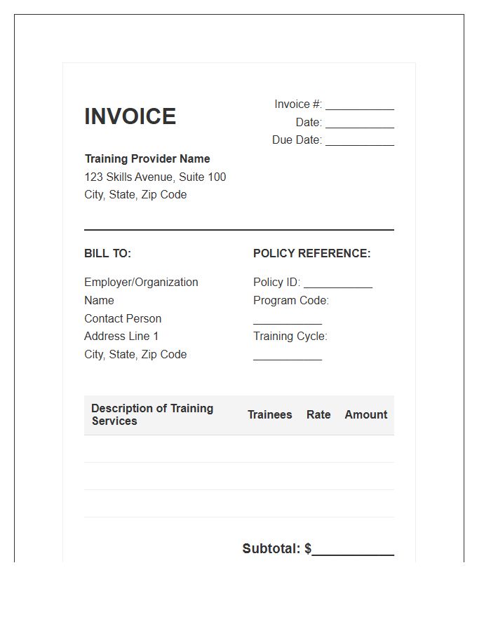 Vocational Training Policy Invoice Template