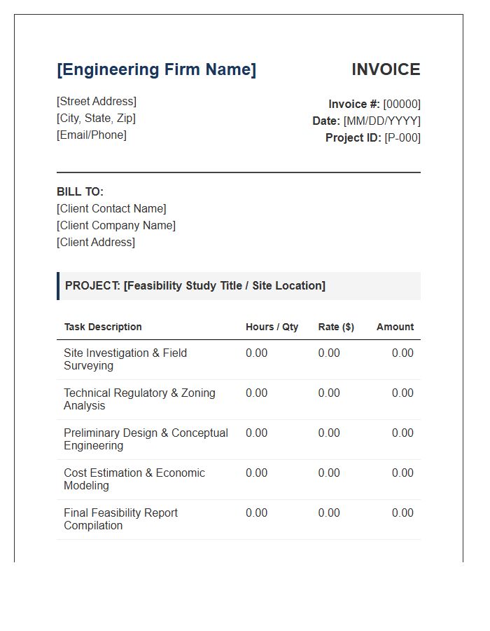 Engineering Feasibility Study Invoice Template