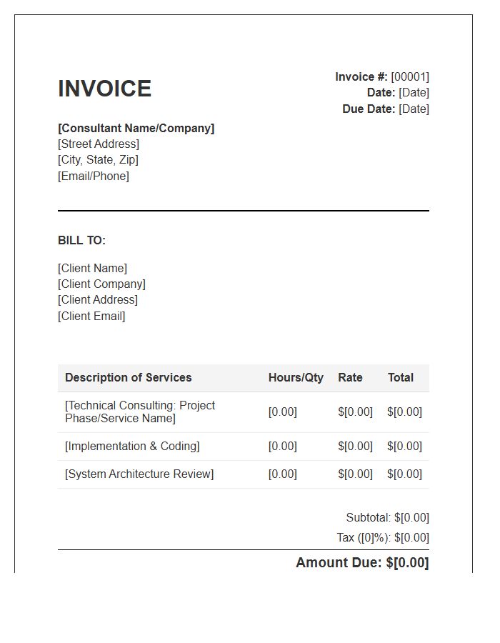 Technical Consulting Services Invoice Template