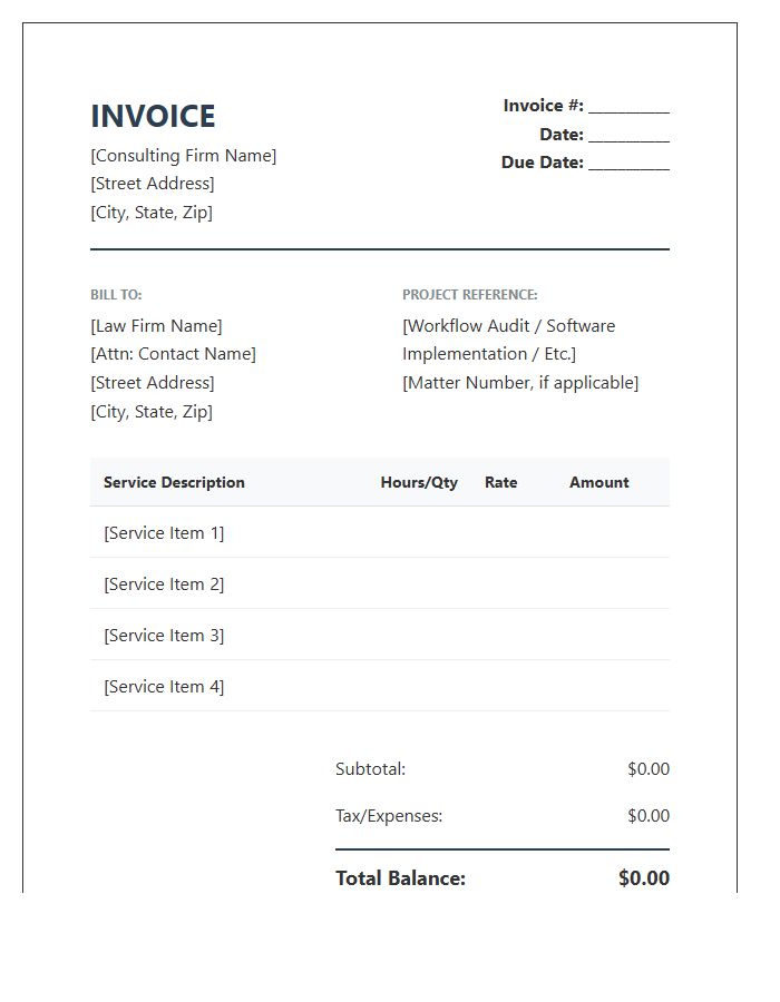 Law Office Efficiency Consulting Invoice Template
