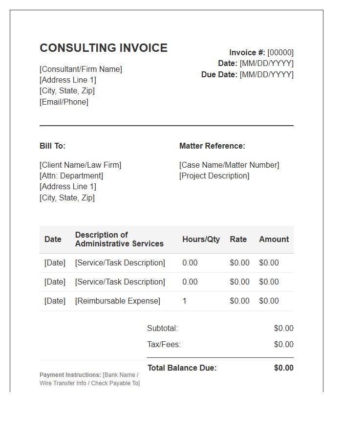 Legal Administrative Consulting Invoice Template