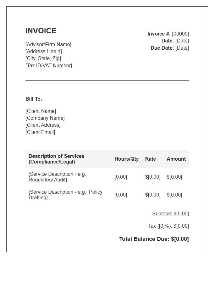 Legal Compliance Advisor Invoice Template