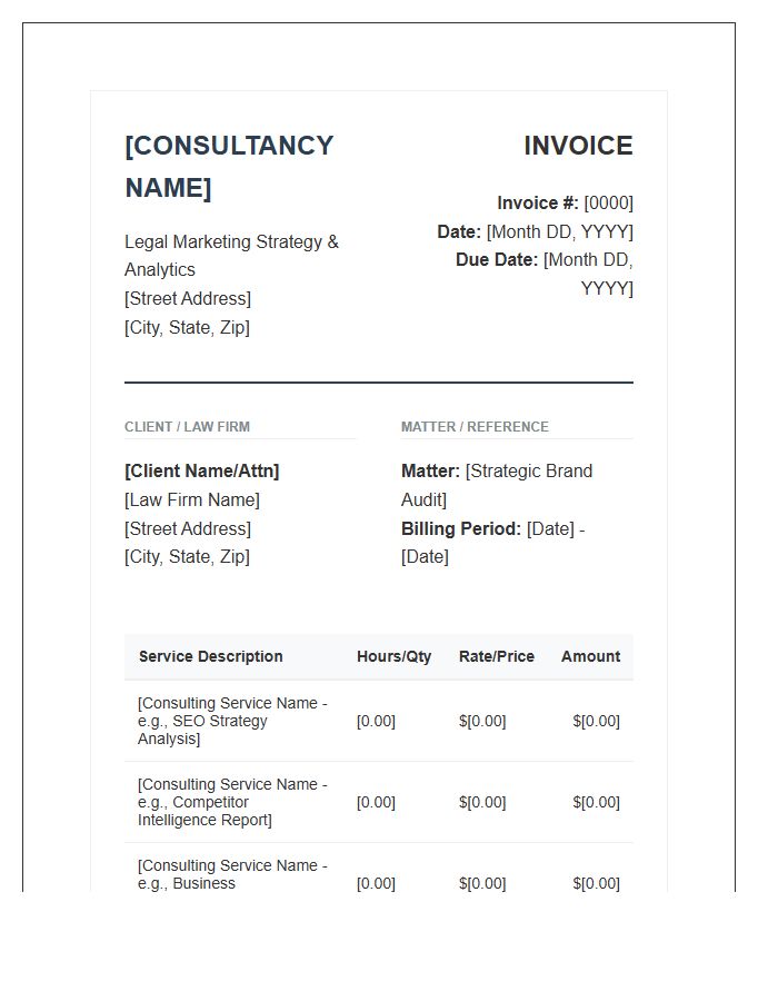 Legal Marketing Strategy Consulting Invoice Template