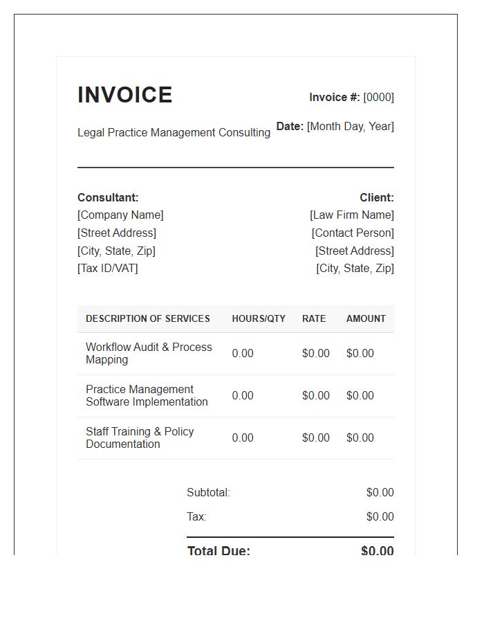 Legal Practice Management Consulting Invoice Template