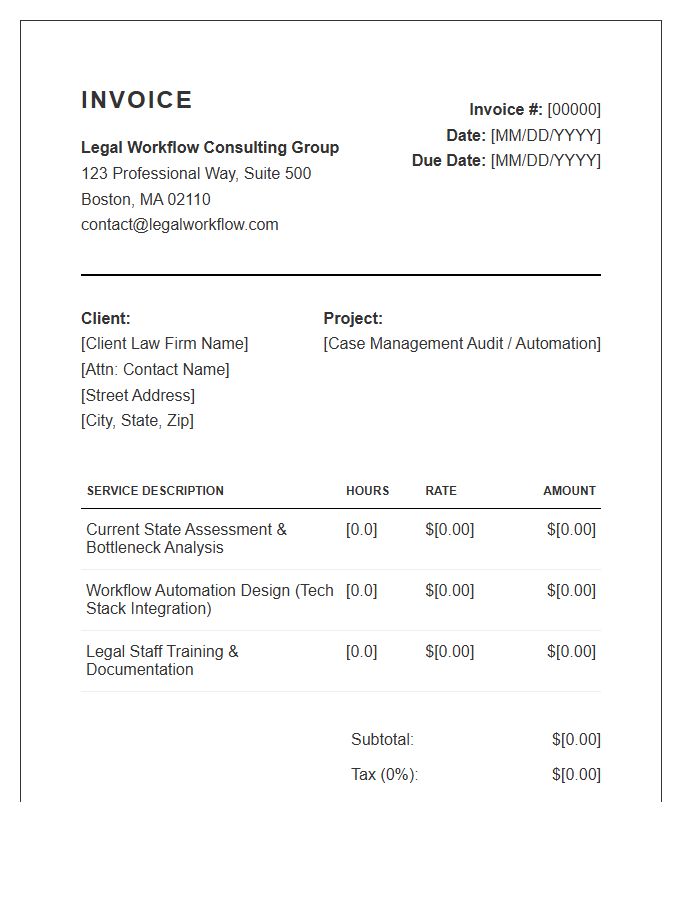 Legal Workflow Optimization Consulting Invoice Template