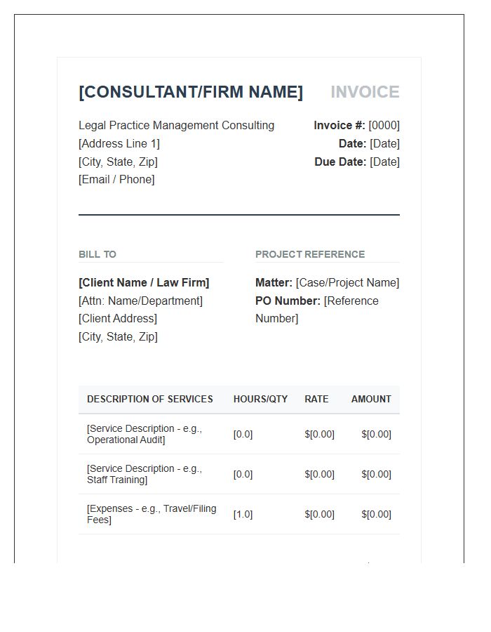 Professional Legal Practice Consultant Invoice Template