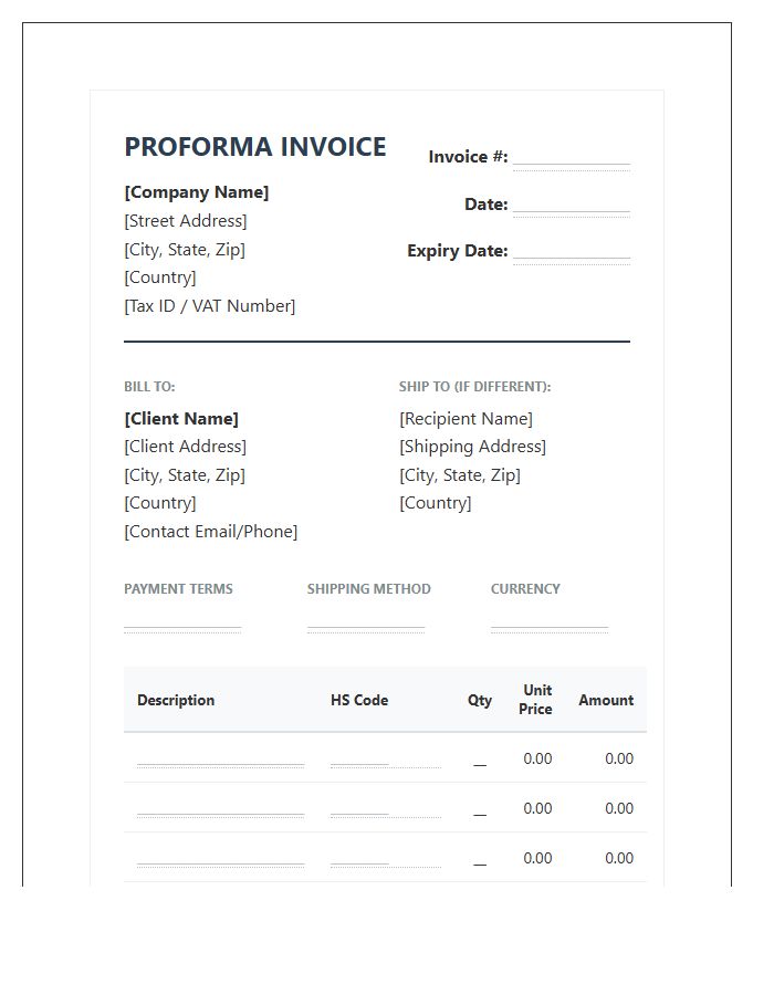 Premium Global Business Proforma Invoice Template