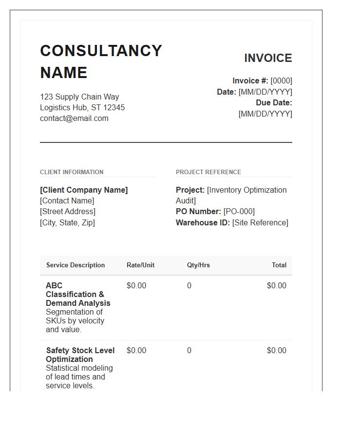 Inventory Optimization Consulting Invoice Template