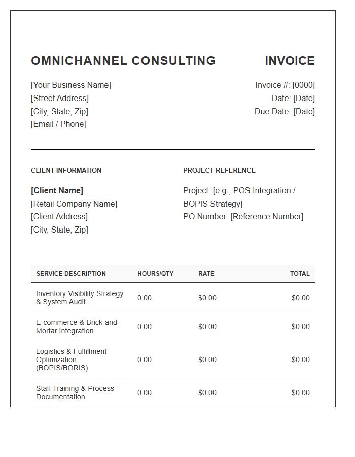 Omnichannel Retail Operations Consulting Invoice Template
