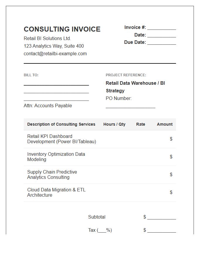 Retail Business Intelligence Consulting Invoice Template