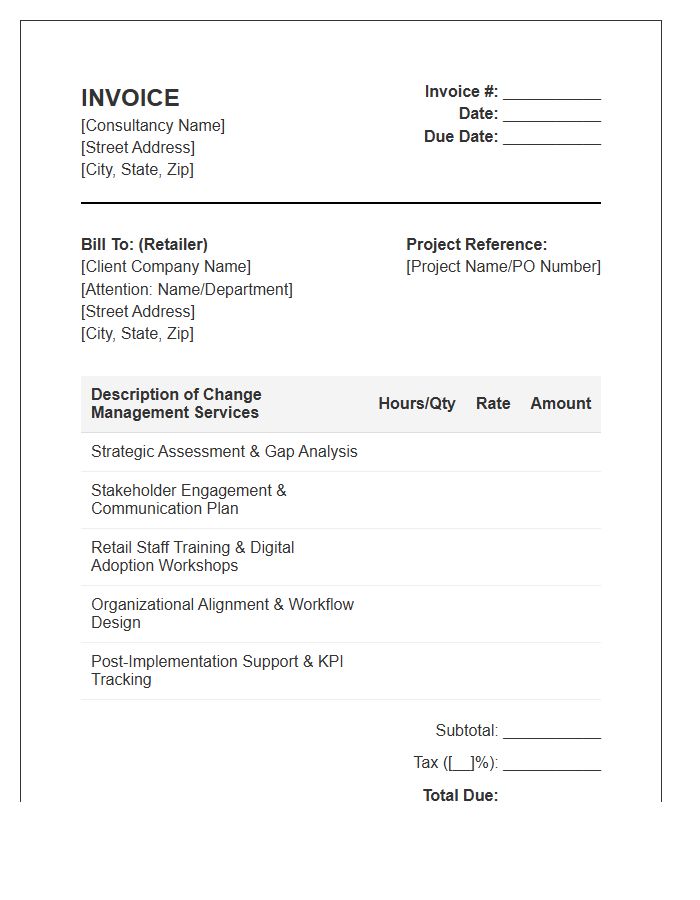 Retail Change Management Consulting Invoice Template