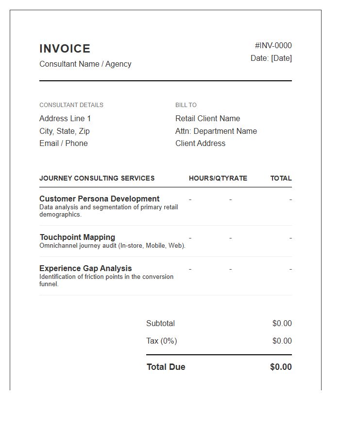 Retail Customer Journey Consulting Invoice Template