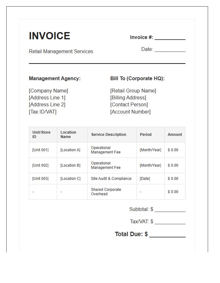Retail Multi Unit Management Invoice Template