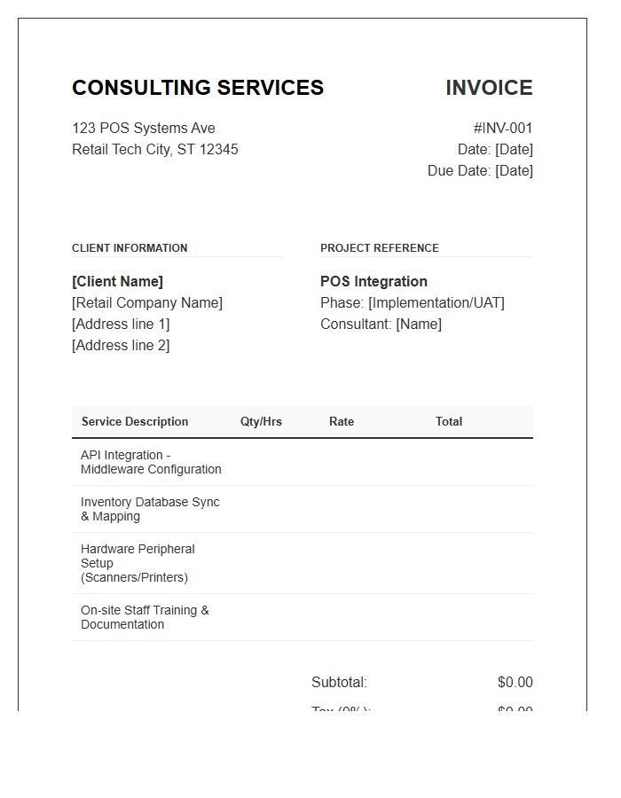 Retail POS Integration Consulting Invoice Template