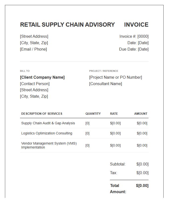 Retail Supply Chain Advisory Invoice Template