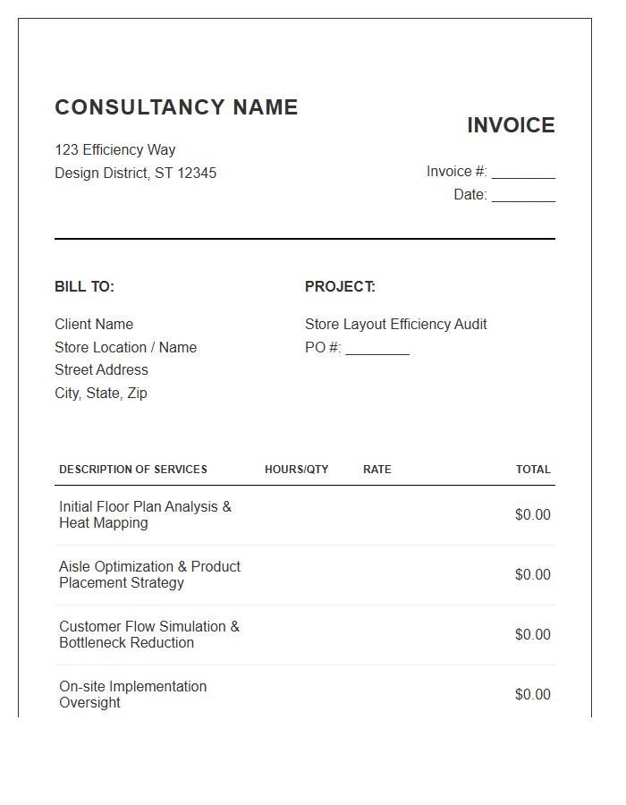 Store Layout Efficiency Consulting Invoice Template