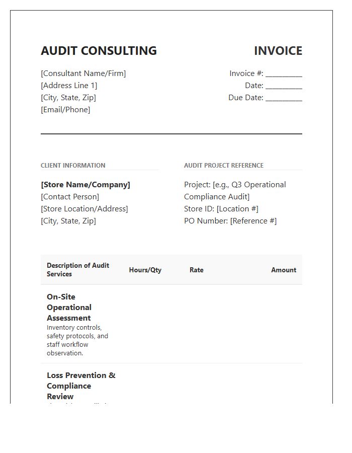 Store Operational Audit Consulting Invoice Template
