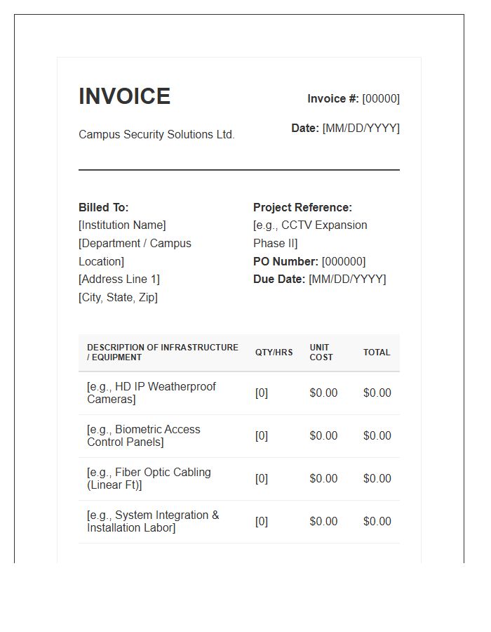 Campus Security Infrastructure Invoice Template
