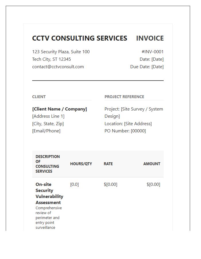 CCTV Surveillance Consulting Invoice Template