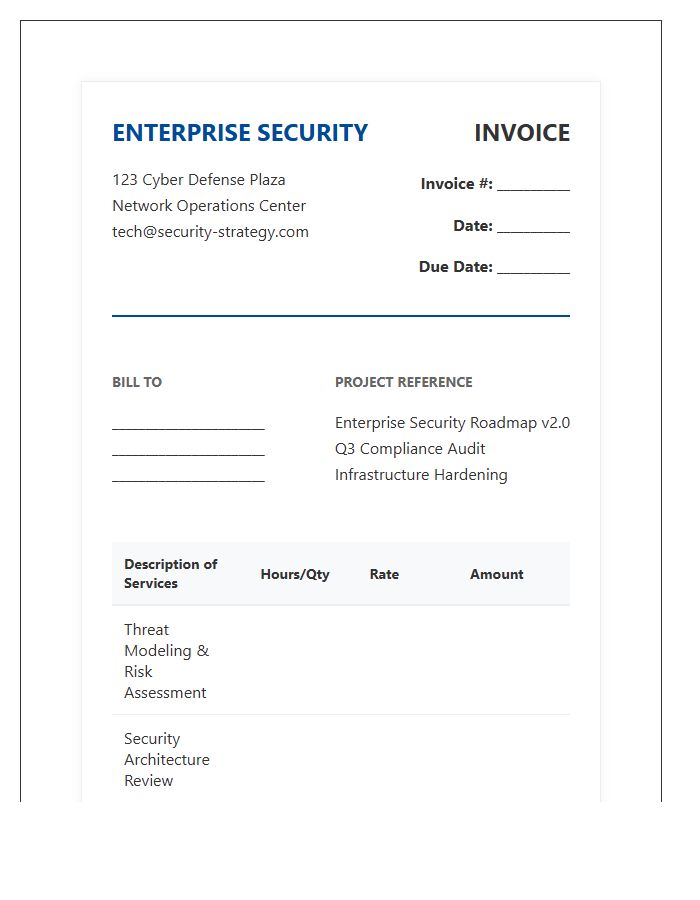 Enterprise Security Strategy Invoice Template