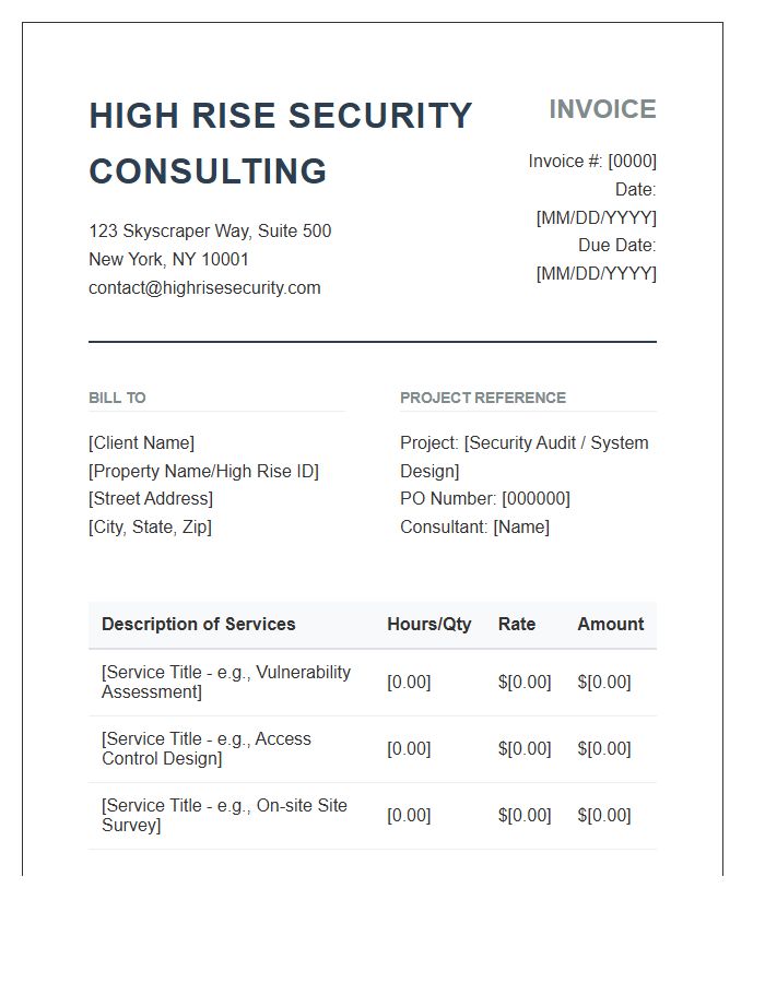 High Rise Security Consulting Invoice Template