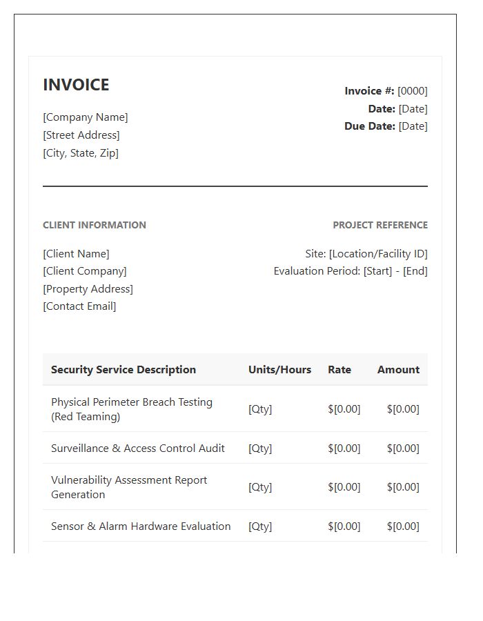 Perimeter Security Evaluation Invoice Template