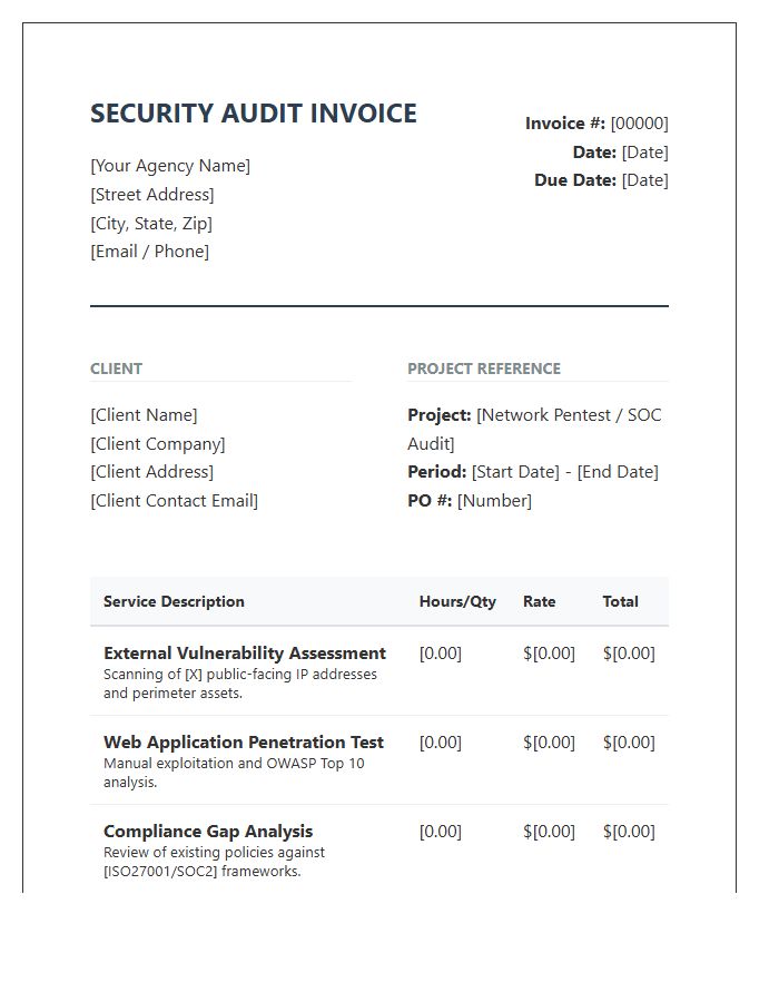 Security Audit Professional Invoice Template