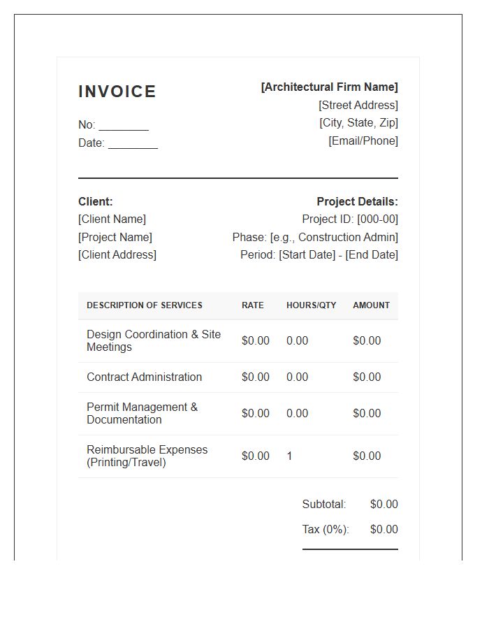 Architectural Project Management Invoice Template