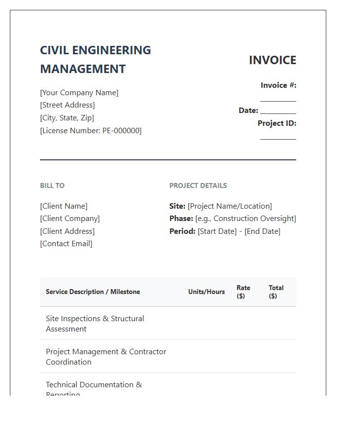 Civil Engineering Management Consulting Invoice Template
