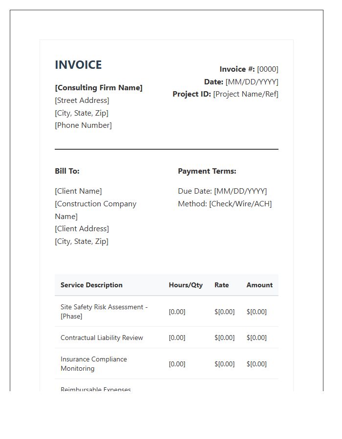 Construction Risk Management Consulting Invoice Template