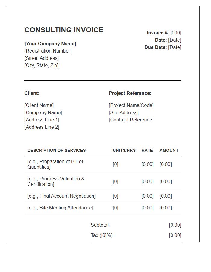 Quantity Surveying Consulting Invoice Template