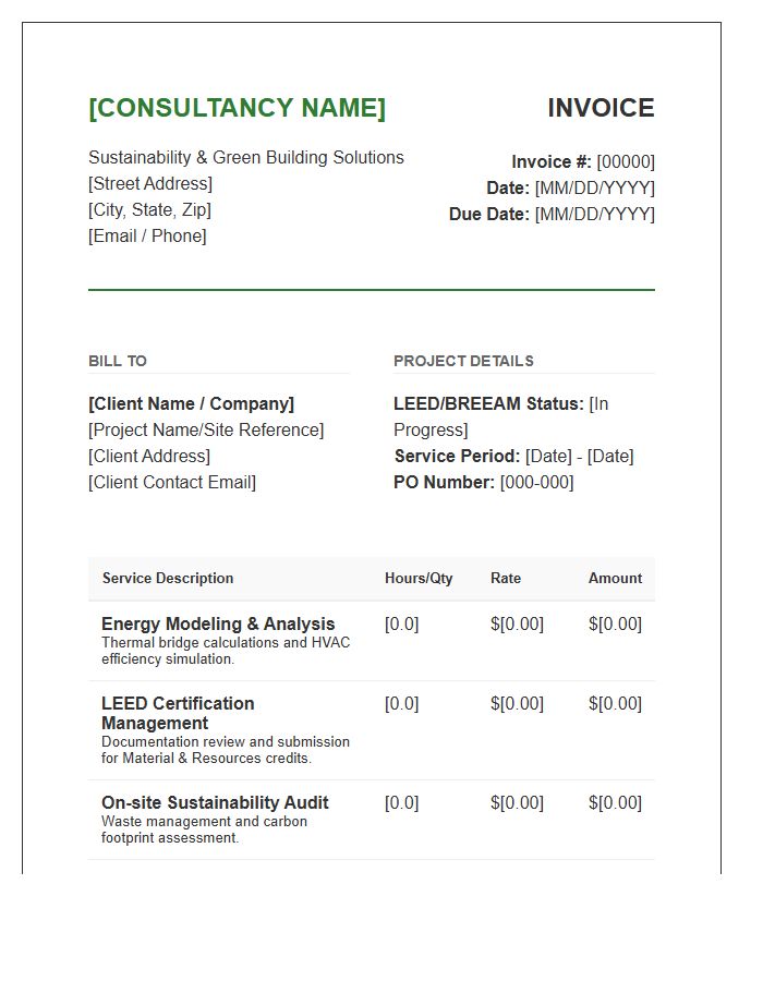 Sustainability Construction Consulting Invoice Template