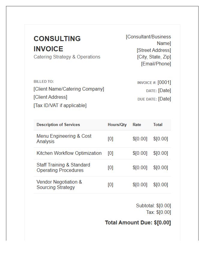 Catering Business Consulting Invoice Template