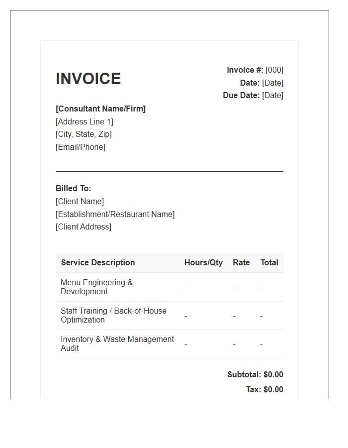 Food And Beverage Consultant Invoice Template