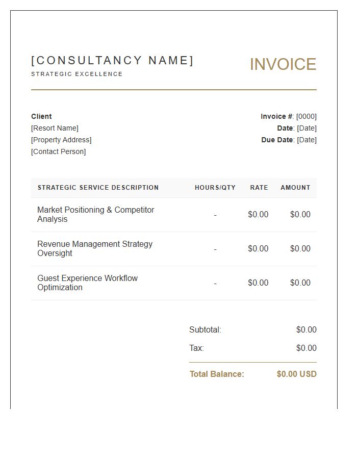 Luxury Resort Strategy Consulting Invoice Template