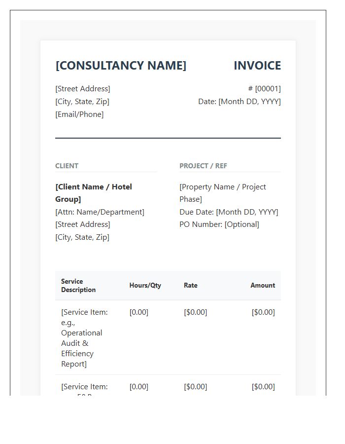 Professional Hospitality Consulting Invoice Template
