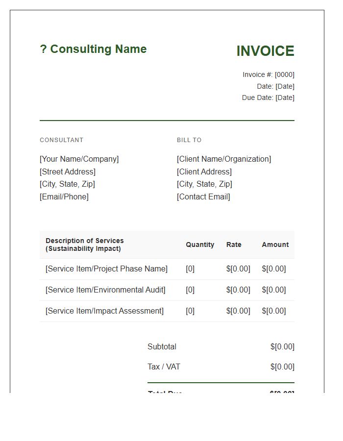 Sustainable Tourism Consulting Invoice Template
