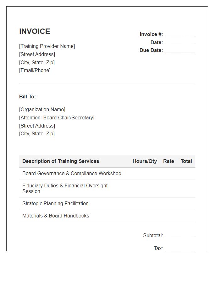 Board Of Directors Training Invoice Template