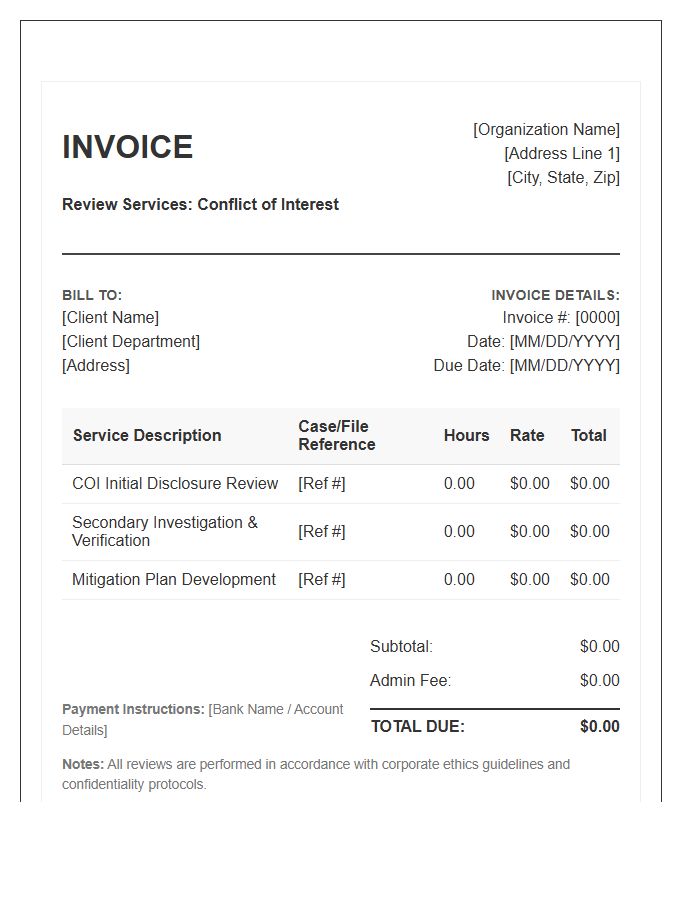 Conflict Of Interest Review Invoice Template