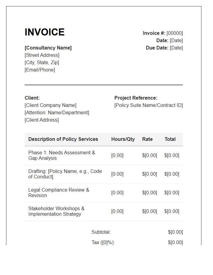 Corporate Policy Development Invoice Template
