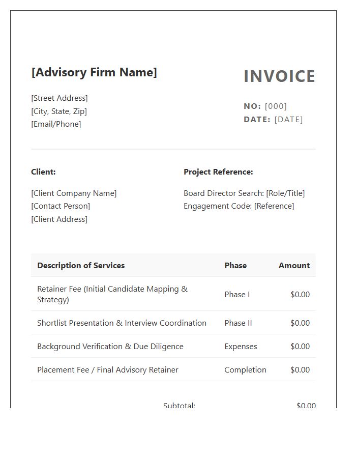 Director Recruitment Advisory Invoice Template