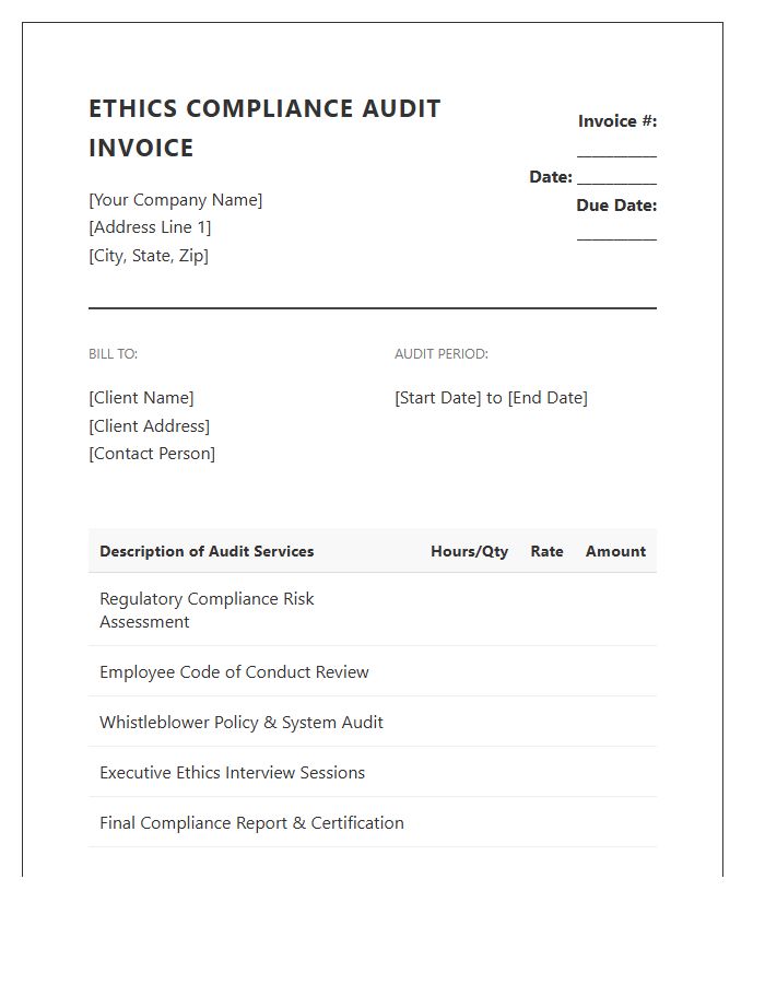 Ethics Compliance Audit Invoice Template