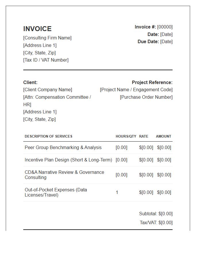 Executive Compensation Consulting Invoice Template
