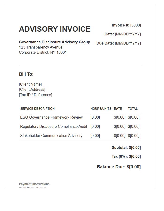 Governance Disclosure Advisory Invoice Template