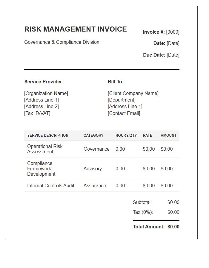 Risk Management Governance Invoice Template