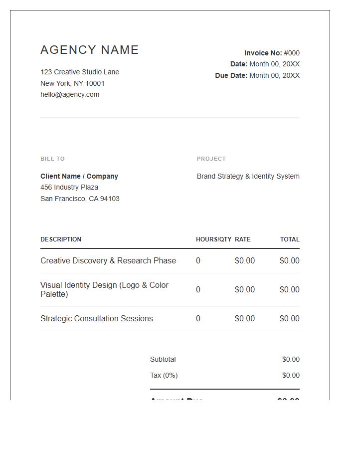 Boutique Creative Consulting Agency Invoice Template