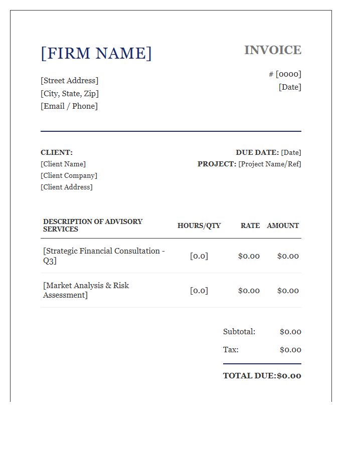 Boutique Financial Consulting Firm Invoice Template