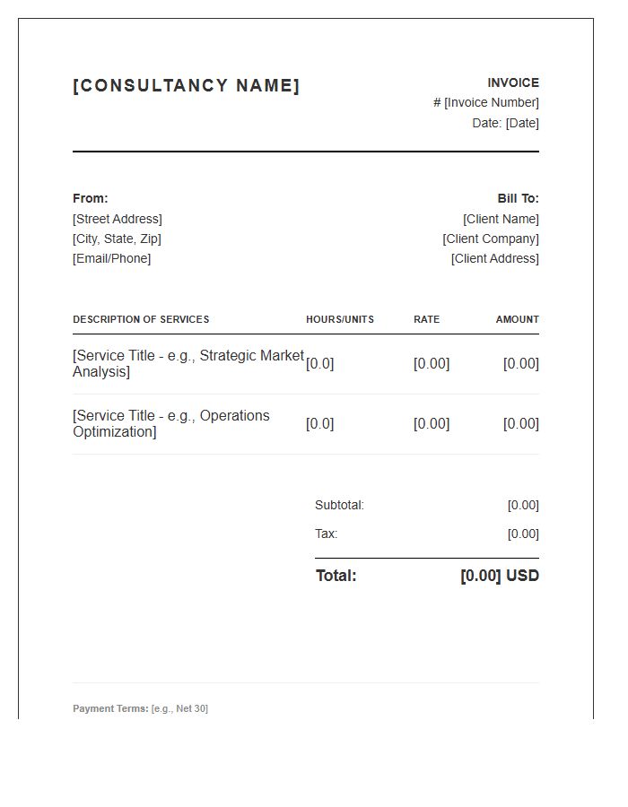 Boutique Management Consulting Service Invoice Template