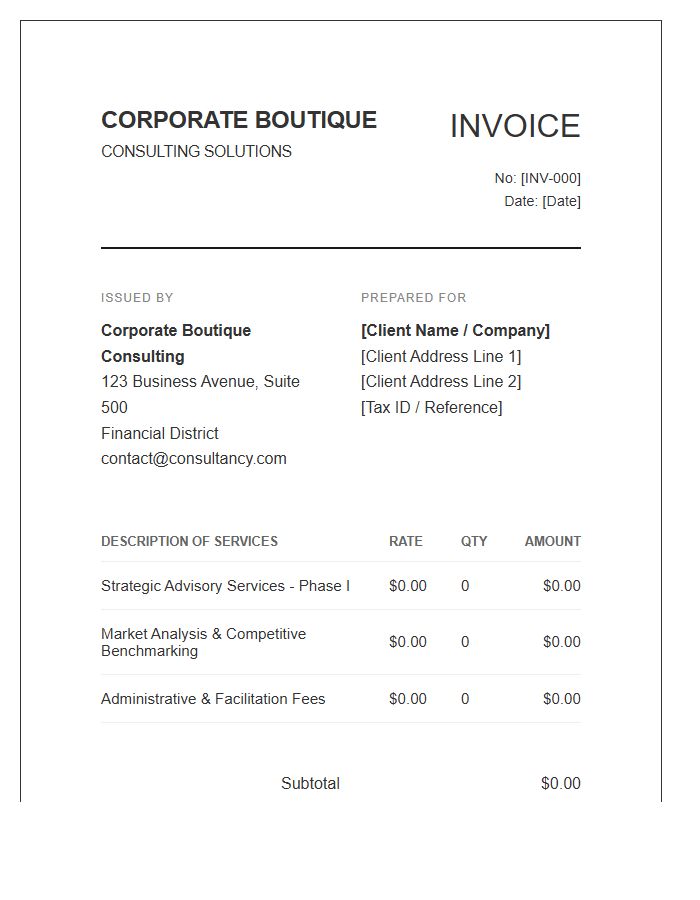 Corporate Boutique Consulting Solutions Invoice Template